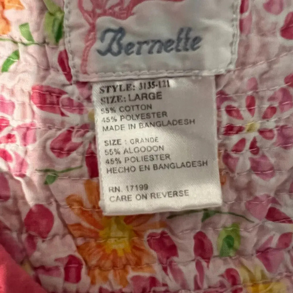 Bernette,L,enamel button snap front quilted neckline gathered pockets gown - Picture 7 of 8